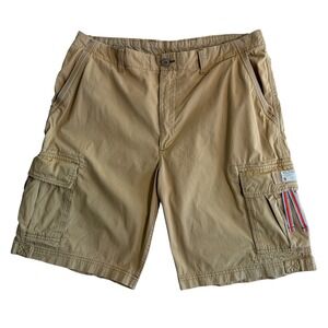 Vintage Y2K Tommy Hilfiger Baggy Wide Leg Military Fatigue Cargo Shorts Size 36